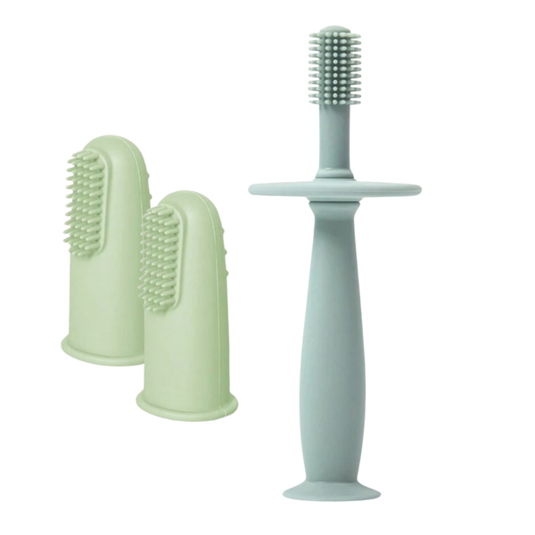 Baby Training Toothbrush and Finger Brush Set. BPA free