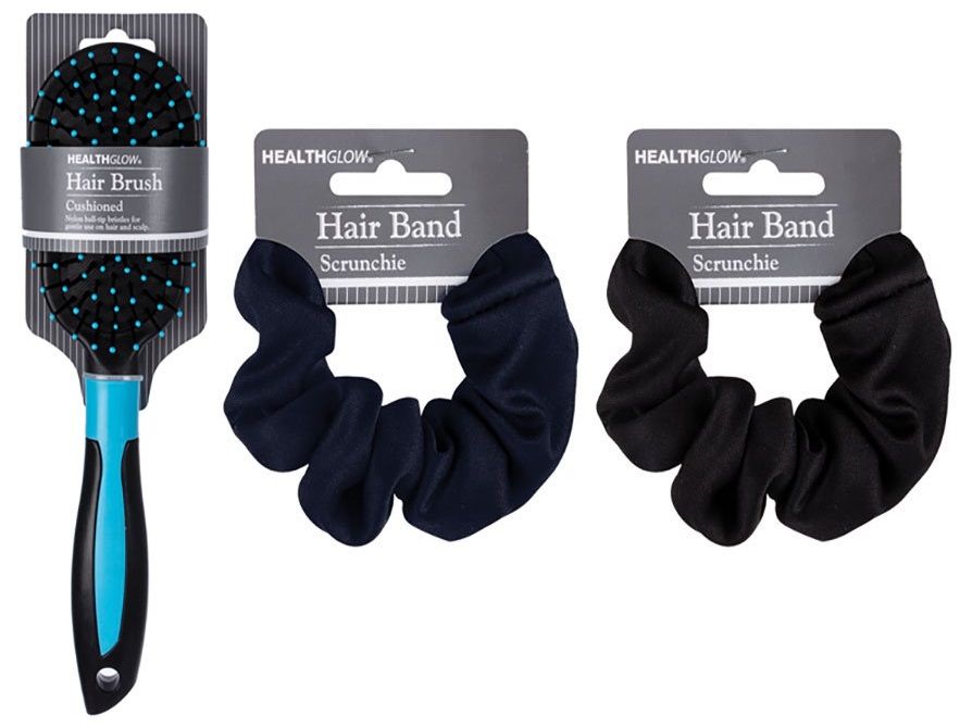 Cushion Hair Brush Black/Blue + 2 Piece Hair Band Pom Pom Scrunchie | Buy  Online in South Africa 