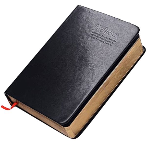 Stationery Thick Vintage Black Leather Notebook (460 Pages) - 17cm