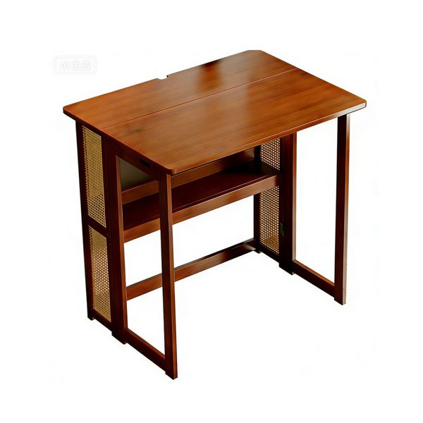Folding Table Study Desk With Storage Shelves Multifunctional Home Office
