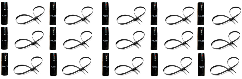 Heavy Duty Double Locking Flexi Cuffs &amp; 60ml Pepper Spray Combo- 10 Pack