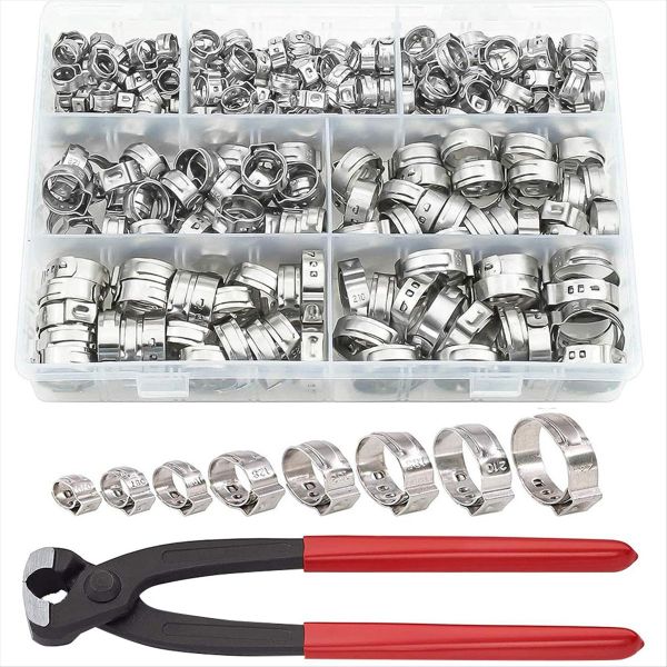 131 Pcs Single Ear Hose Clamps Stepless Clamps For Pipe Fittings