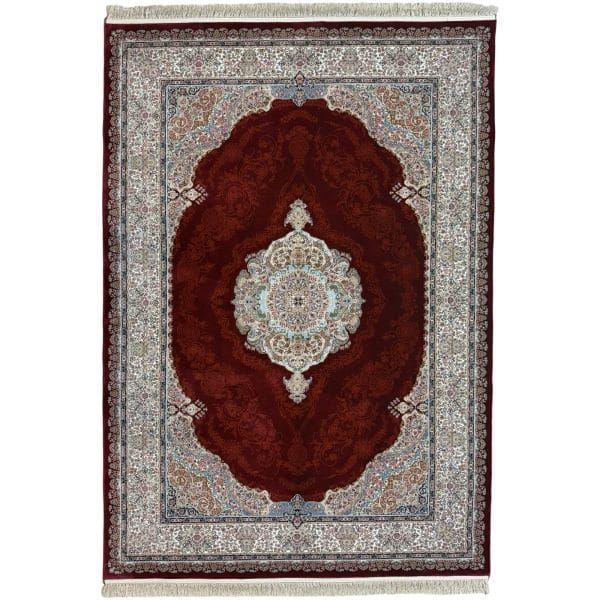230 x 160cm Gorgeous Persian Design Silk Machine Made Scarlet Red Rug