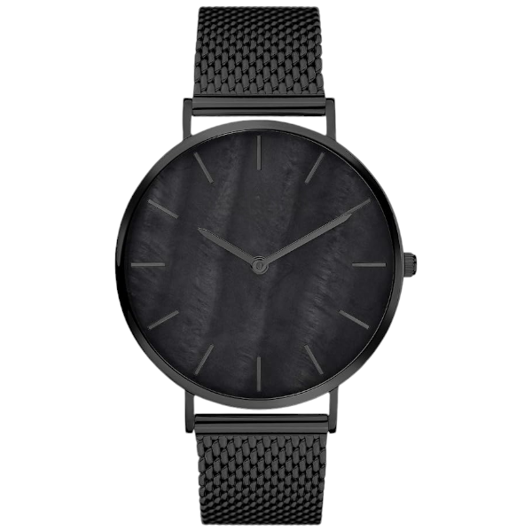 Classic Minimalistic Mesh Strap Wristwatch - Black