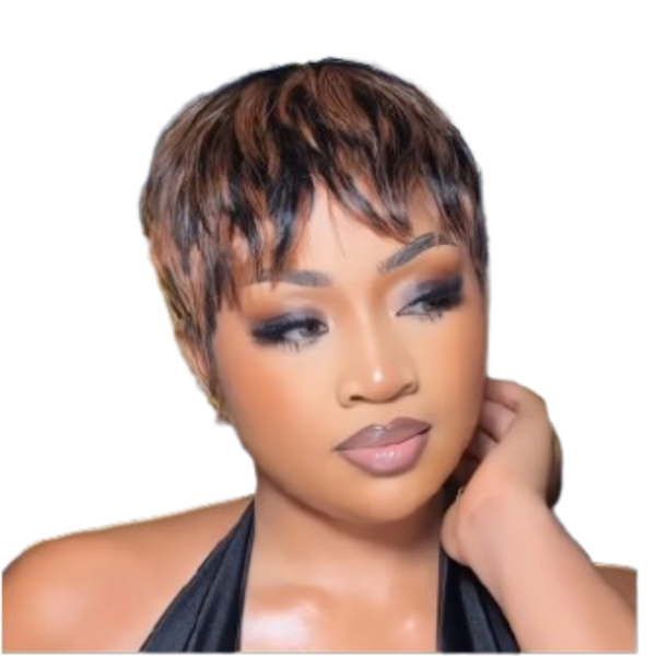 Mixed Colour Short Pixie Wig.