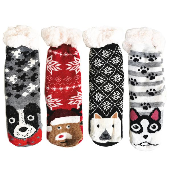 4 Pairs Cartoon Animal Thermal Socks Winter Socks For Women Girls -Assorted