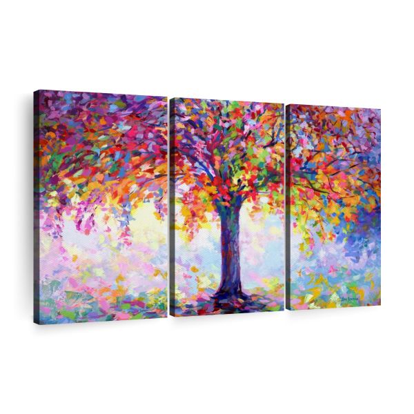 Canvas Wall Art Decor: 3-Piece Tree Of Happiness Canvas Print