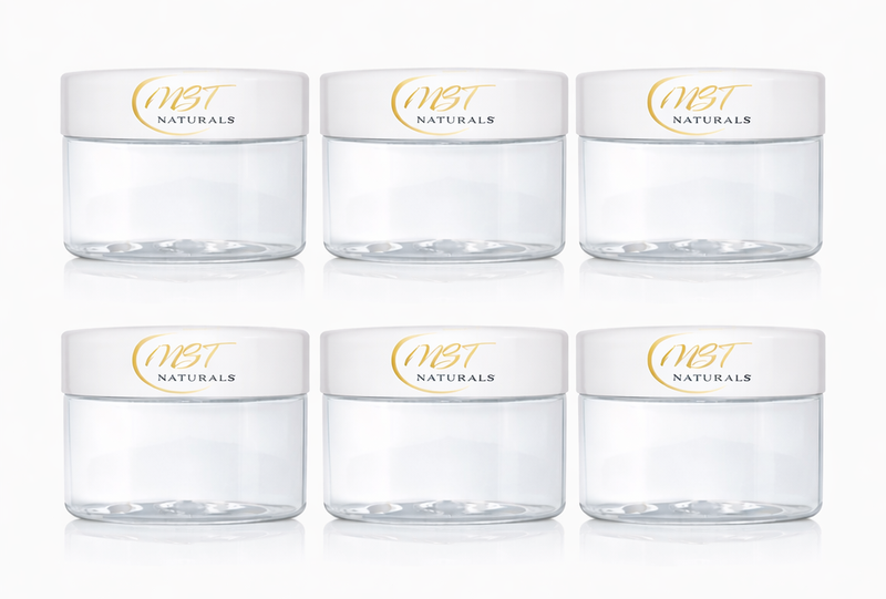 NBT Naturals -250g PET Jar Clear with White Lid - Wide Mouth -6Pack