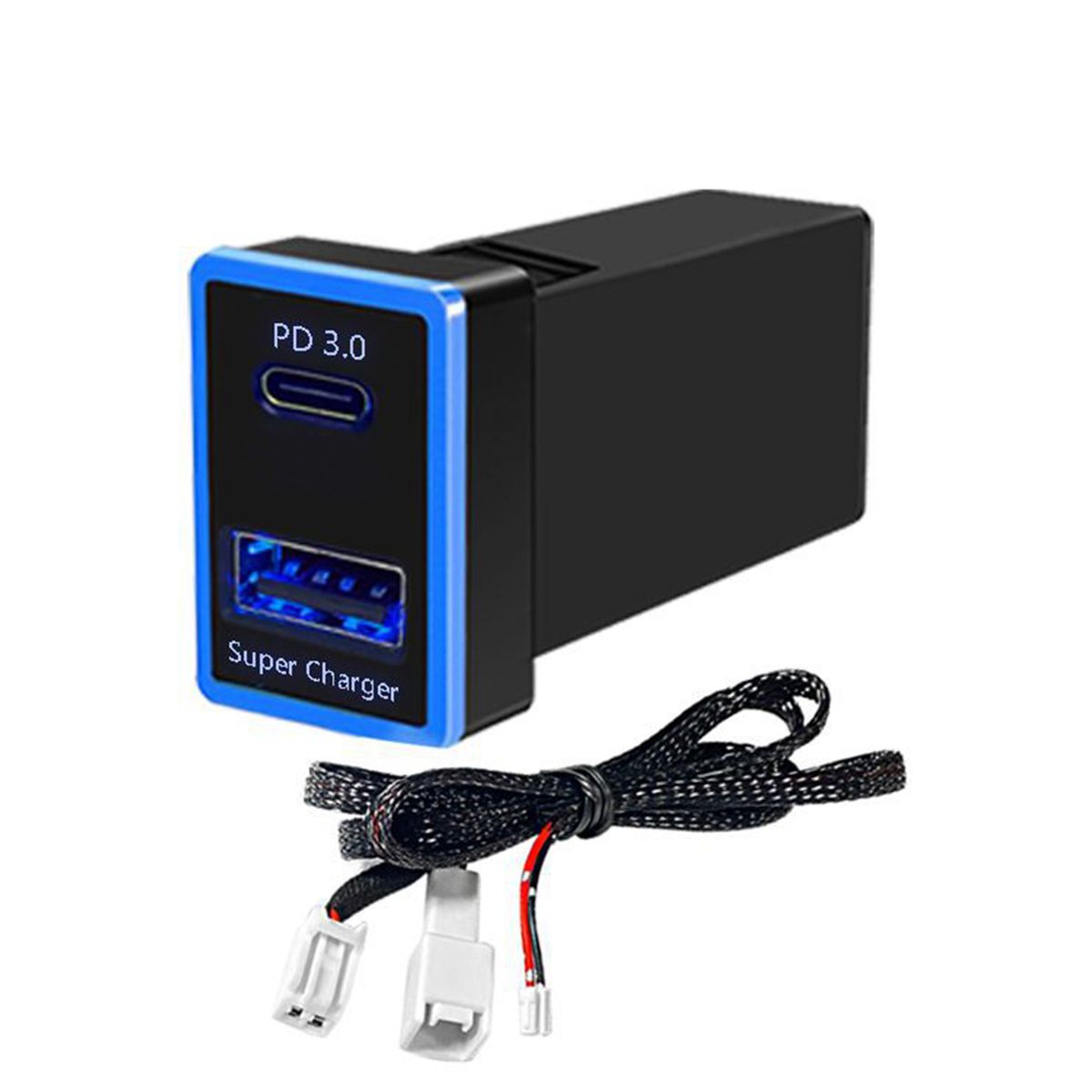 60W PD3.0 TypeC+USB Car Fast Charger for Toyota 2009-2019 with LED