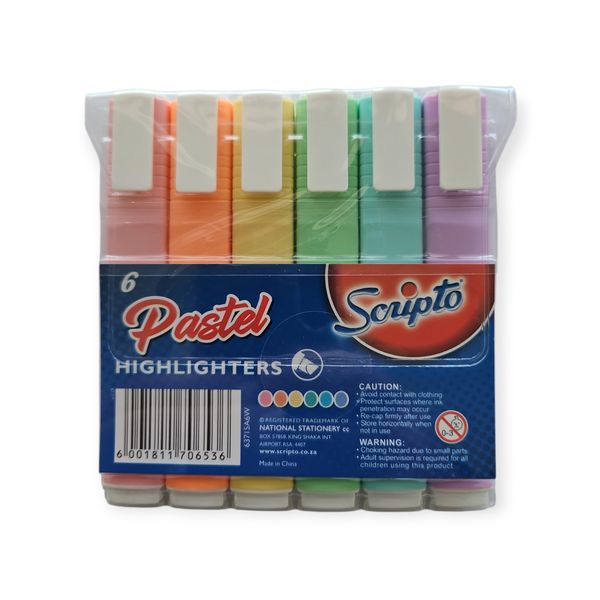 Scripto Pastel Highlighter 6's - Wallet
