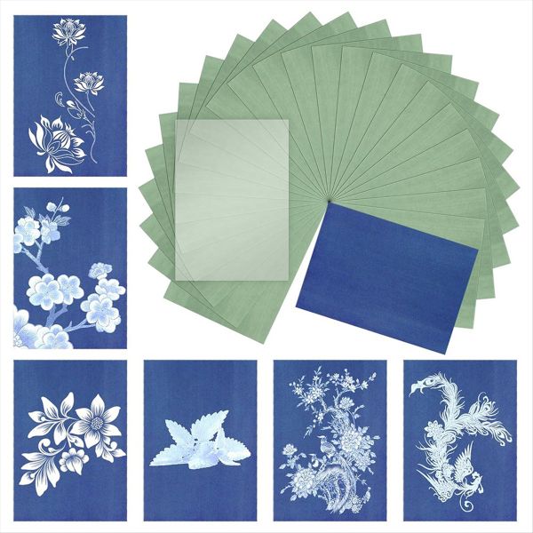 Cyanotype Paper Kit 24 Pcs Sun Print Paper Kit A5 Solar Drawing Paper