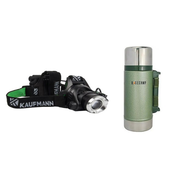 Adventure Pack - Basecamp 750ml Flask &amp; Kaufmann 700LM LED Headlight