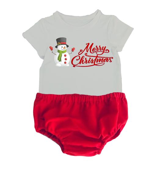 Christmas Outfit-Red Nappy Cover-Merry Christmas Snowman