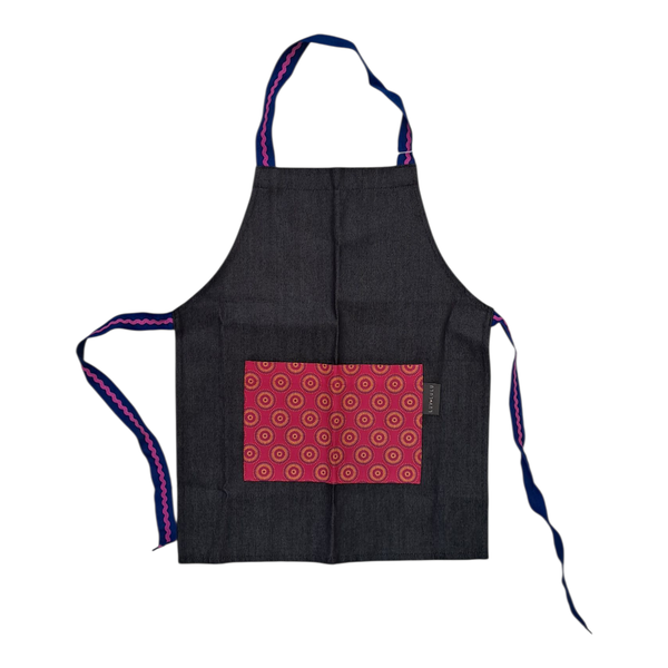 Gift Emporium Shweshwe Kids Apron - Red Sunburst Pattern