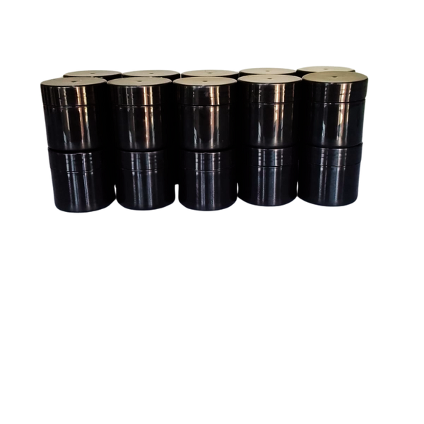 20 x 50g Black PET Cosmetic Cream Jars with Black Lids