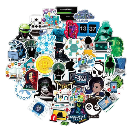 50 Piece Gamer & Coding Sticker Set Technological Culture Aesthetic Decals Image