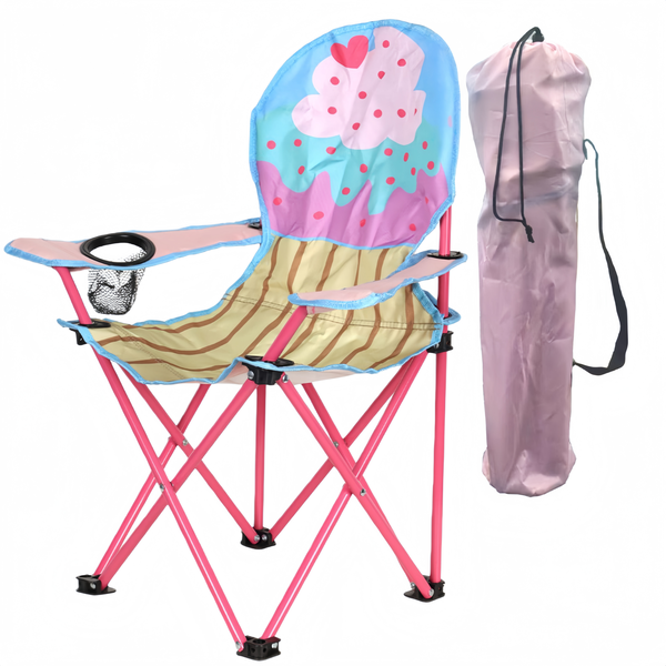 Children's Camping Folding Chair Beach &amp; Lawn Chair With Cup Holder