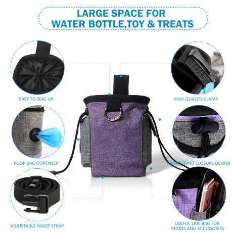 Dog Treat Bag Waist Bag Portable Outdoor Training Snack Pouch with