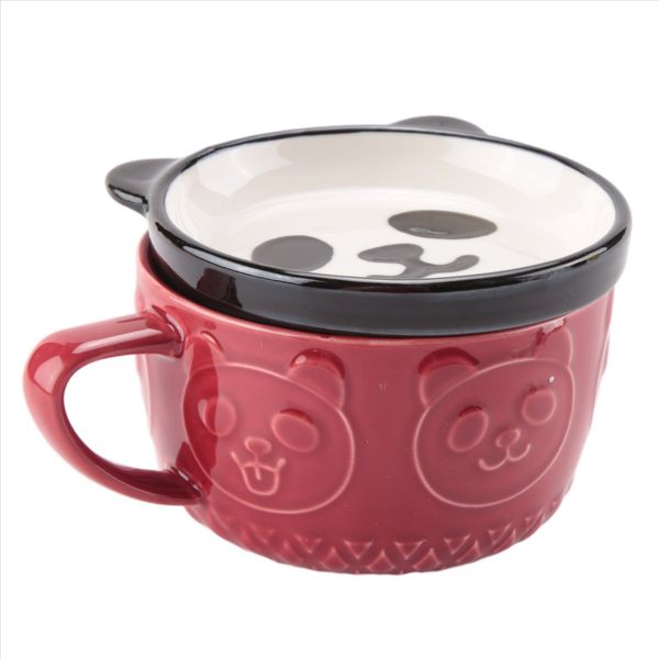 Japanese Cute Mug Creative Ceramic Shiba Inu Panda Coffee Cup (Red)