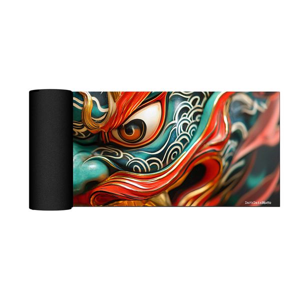 Hannya Mask Teal Orange Desk Pad by Wikus Schalkwyk