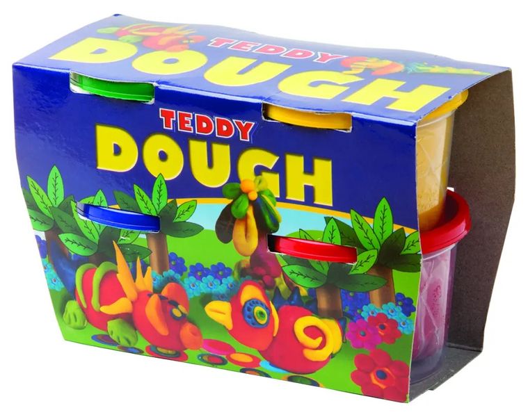 Teddy Play Dough Tubs of 4 - Made of Flour