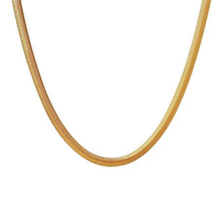 18K Gold Plated Titanium Steel Round Snake Bone Chain Necklace Image