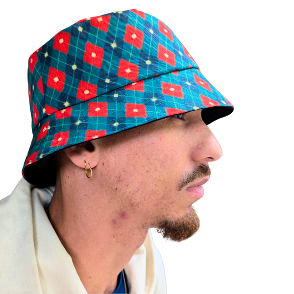 Green &amp; Red Scottish Plaid Reversible Bucket hat
