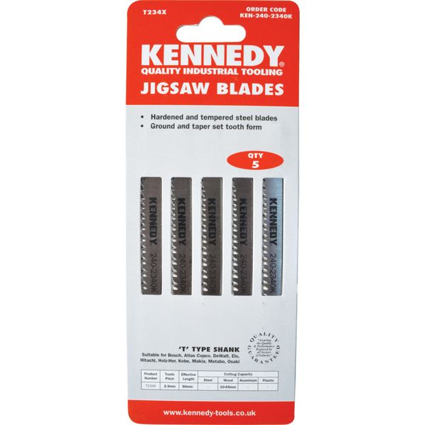 High Carbon Steel Jigsaw Blades Wood and Wood-Based (Type T234X) Pack of 5
