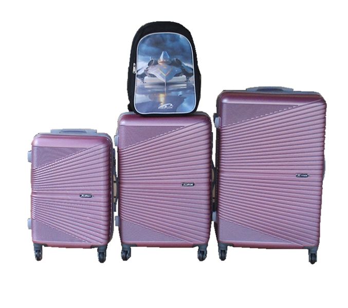 Pink 3-Piece ABS Luggage Set + Scenic Schoolbag