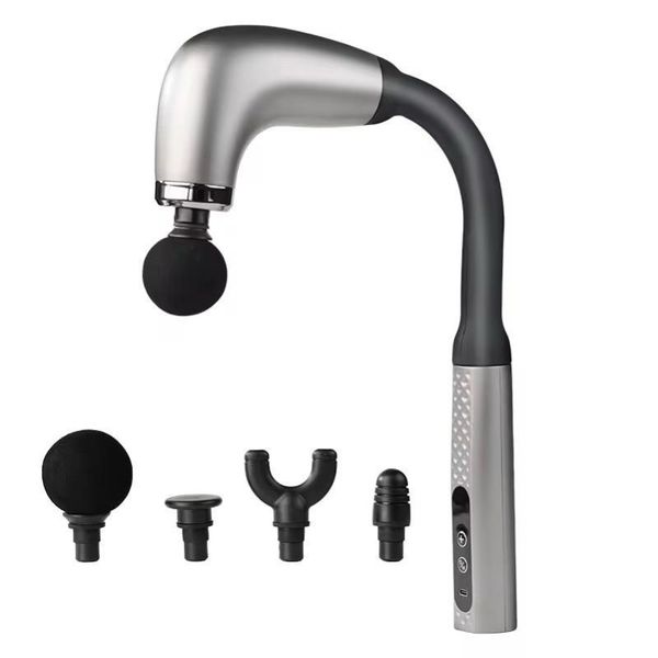 Deep Tissue Massage Gun 4-in-1 Muscle Relaxer with 4 Heads-Pain Relief - Silver