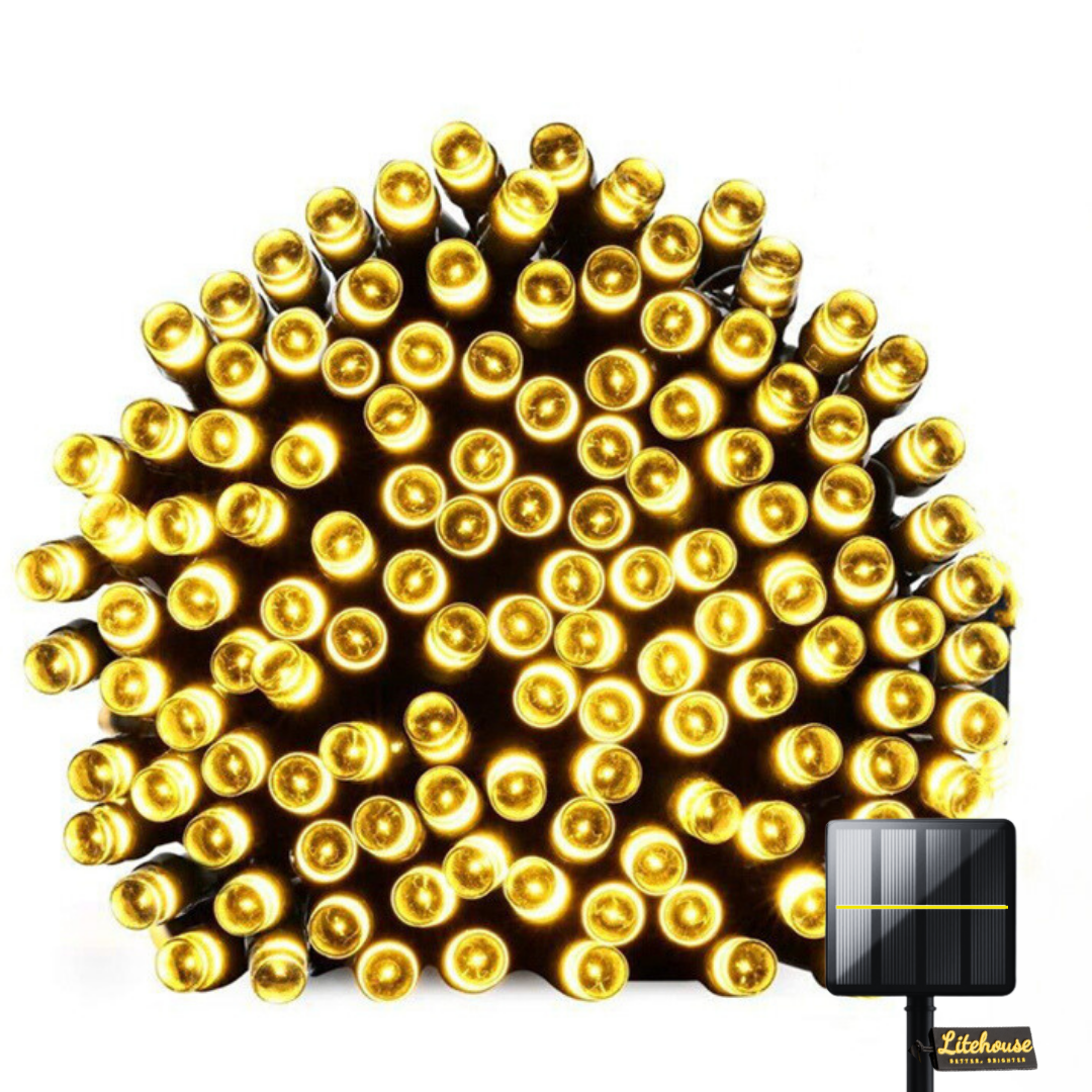 Litehouse 20m Solar Weatherproof Fairy Lights 200 LED Warm White