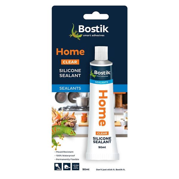 Bulk Pack x 3 Bostik Home Clear Silicone Sealant - 90ml Tube