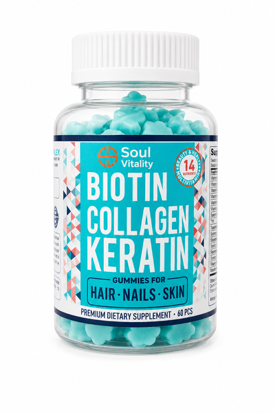 Soul Vitality Biotin Collagen Keratin Gummies - Hair, Skin &amp; Nails Support