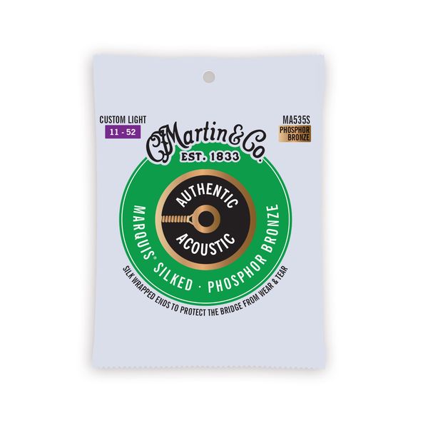 Martin MA535S Authentic Marquis Silked Phosphor Bronze Guitar Strings 11-52