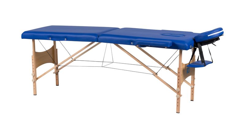 Portable Premium Massage Table Bed 2 section (Wooden) - Blue