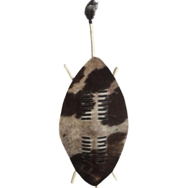 Large 92cm Brown &amp; White Cowhide Shield - Rustic Home Decor And Event