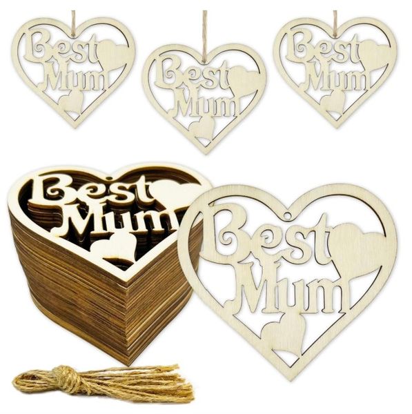 20 Pieces Best Mum Wooden DIY Cutouts