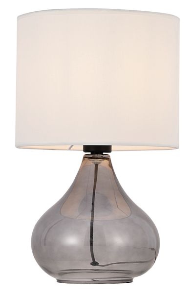 TL674 Smoke Glass Table Lamp with Beige Shade