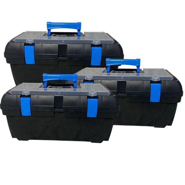 Otima DIY Toolbox Set - 3 Piece with Carry Handles and Secure Latches