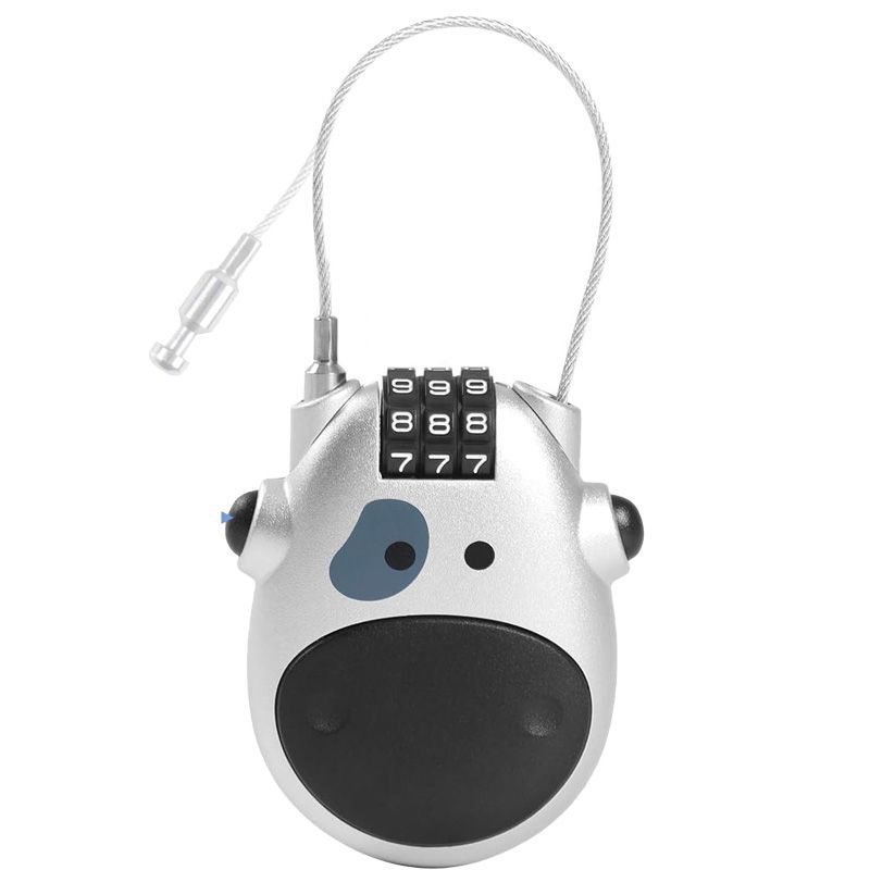 Snowboard Lock,Retractable Steel Cable Coded Lock for Bike & Luggage-Silver