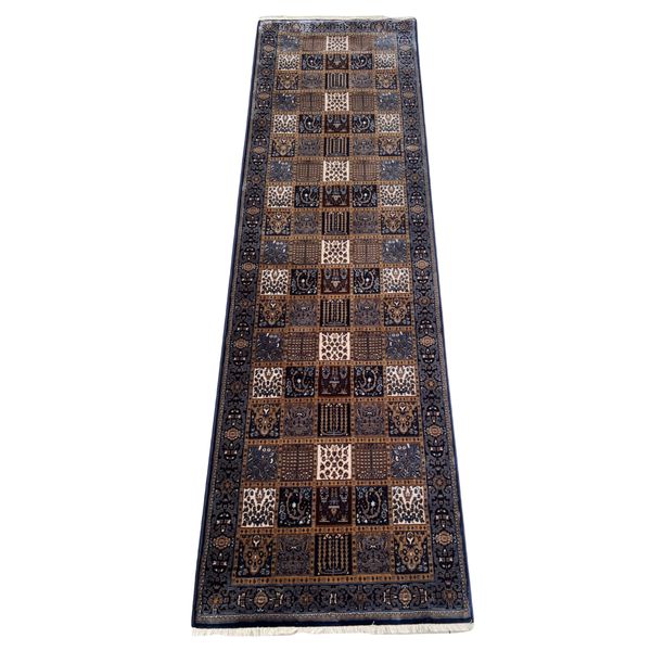 Beige and Blue Bakhtiyari Passage Runner Rug - 300 x 80 cm