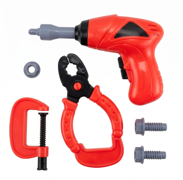 Kids Pretend Play Tool Set with Drill, Pliers &amp; Clamp
