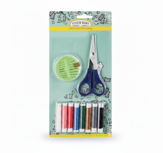 Stitch Worx Sewing Kit with Scissors, Needles and Threads - 10 Piece