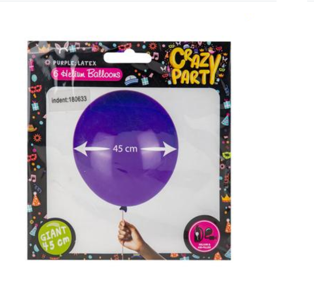 Crazy Party - Giant Balloon 45cm 6 Piece - White x 3