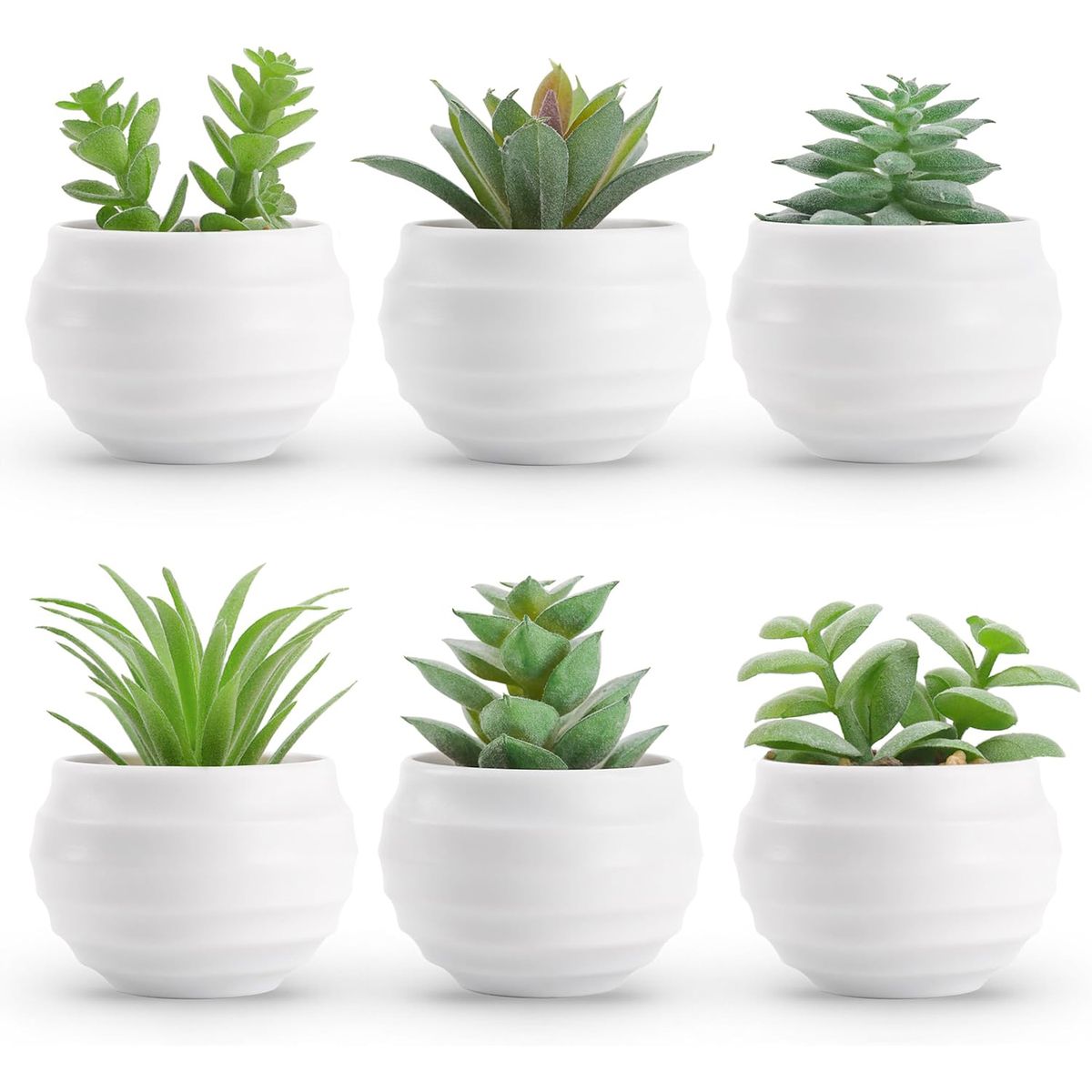 6 Pack Mini Fake Artificial Succulents Plants In Pots For Home Office Decor