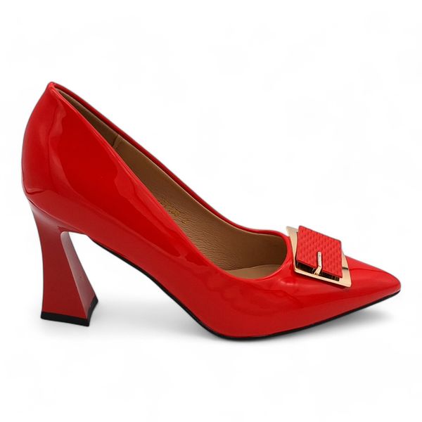 TTP Women Patent PU Point Toe Flare Heel Courts JSF135
