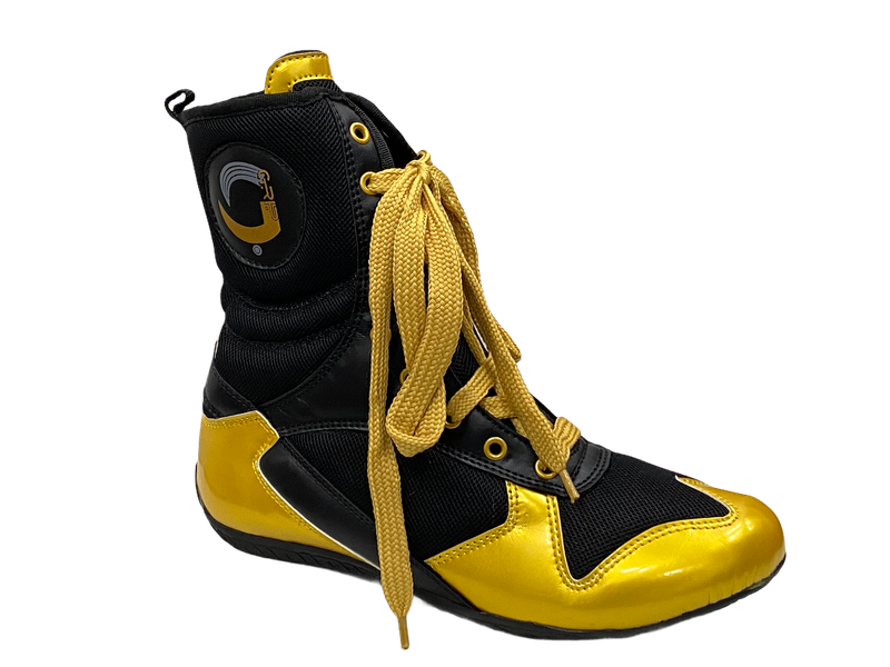 Grip Sports Boxing Leather Shoes - Black &amp; Gold