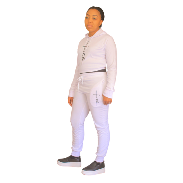 Aries Collection Stretchy Fabric Pants and Crop Top Set