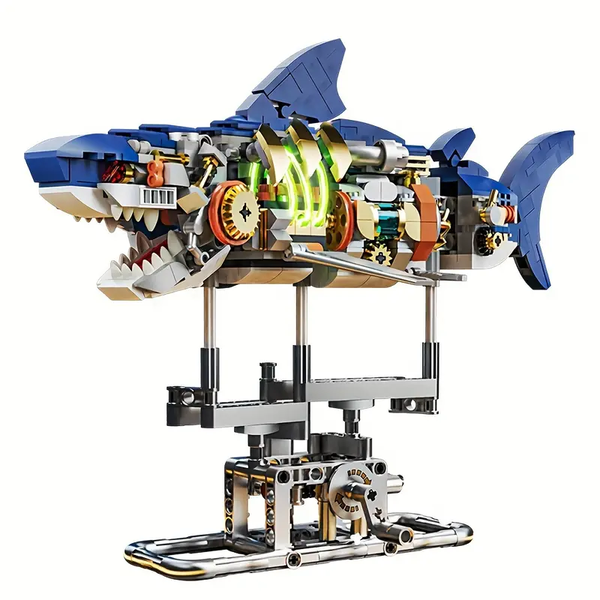 Robot Shark Technic Creatures Building Set, with Display Stand and Light