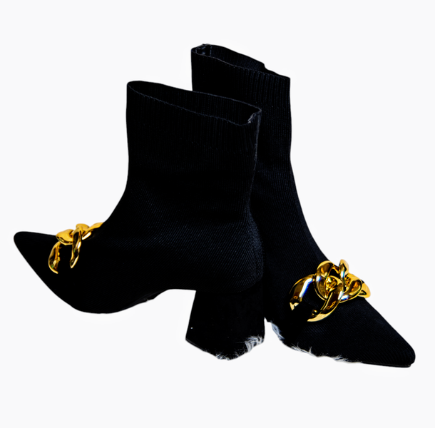 Women Knit Sock Boots Black